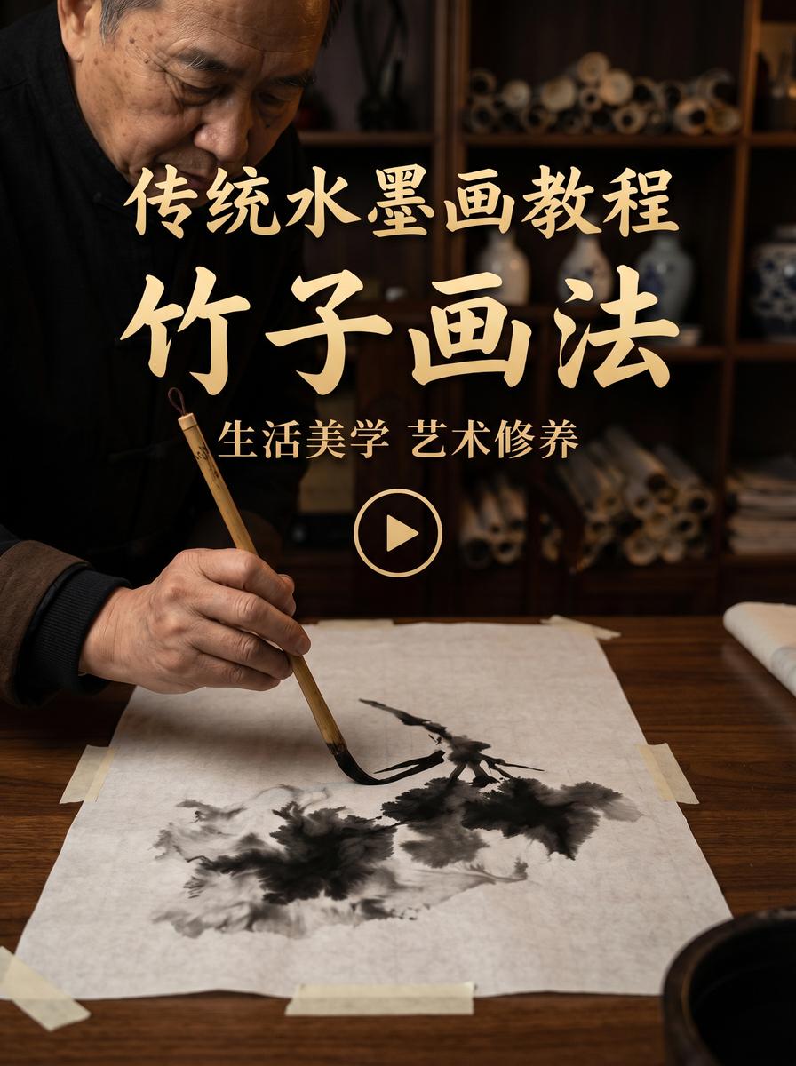 17C 水墨画视频教程：竹子画法入门与笔墨技法 - www.dszmzsm.cn